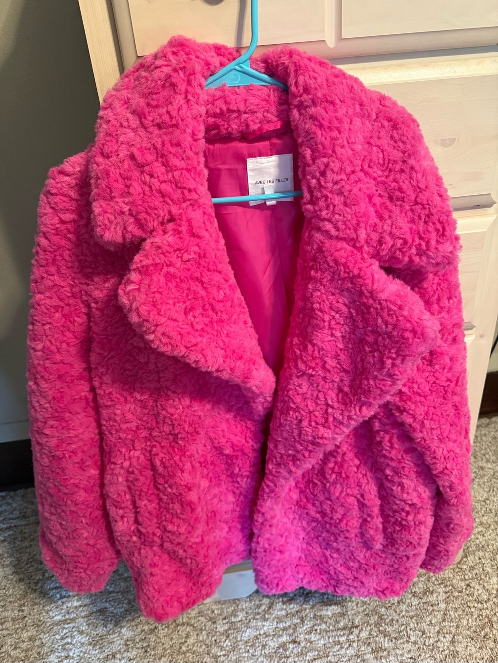 Avec Les Filles Bright Pink Faux Fur Coat